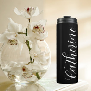 Black Stylised Wedding Bridesmaid Thermal Tumbler