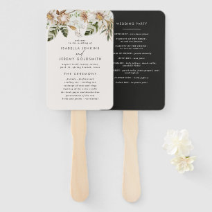 Black stylish botanical rustic elegant modern hand fan