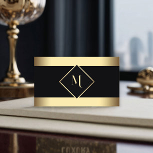 Black Stylish Gold Frame Modern Business Card