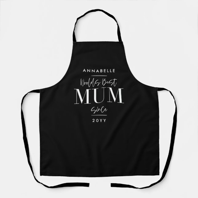 Black stylish modern mum mothers day typography apron (Front)