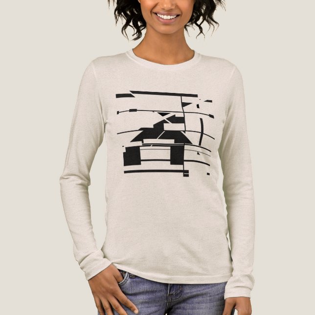 Black Subway Map Geometric Abstract Labyrinth Tri-Blend Shirt (Front)