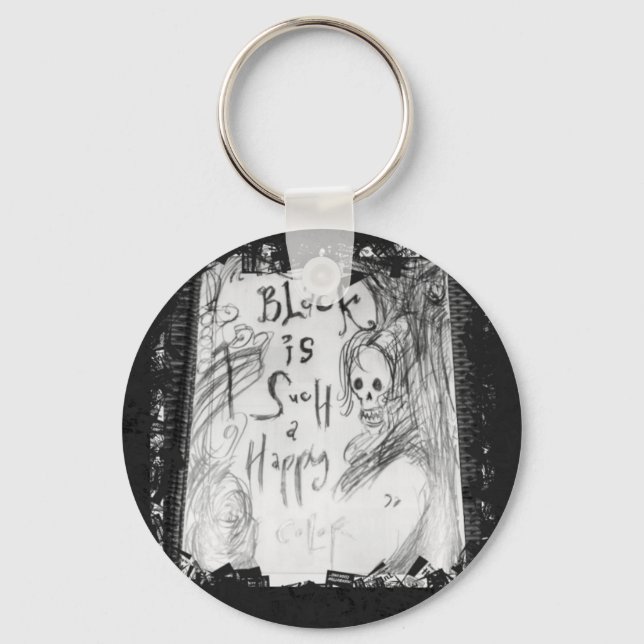 black such a happy colour key ring (Front)