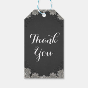 Black Suede Leather Vintage Lace Western Wedding Gift Tags