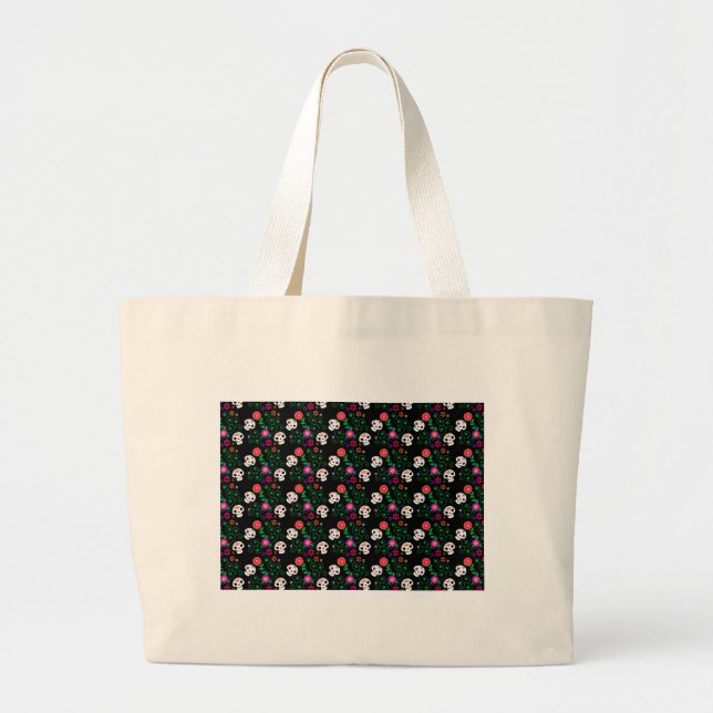 black sugar skull large tote bag (Front)