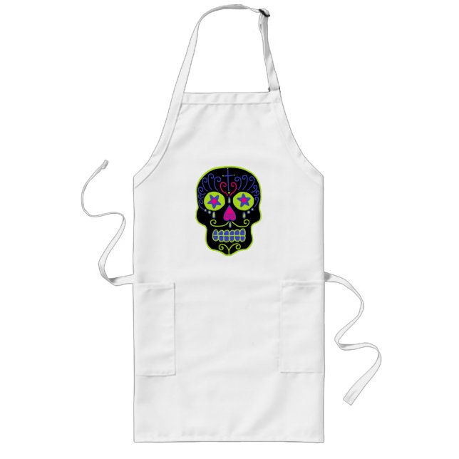 Black Sugar Skull Long Apron (Front)