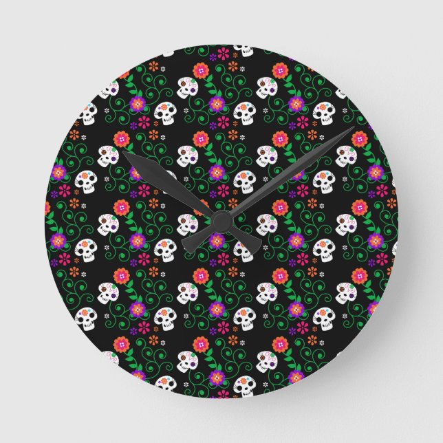 black sugar skull round clock (Front)