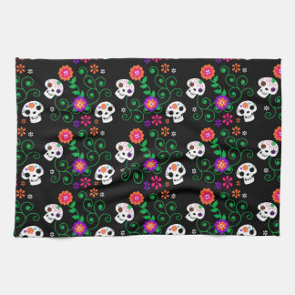 black sugar skull tea towel