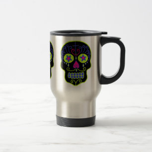 Black Sugar Skull Travel Mug