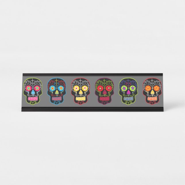 Black Sugar Skulls Desk Name Plate (Front)