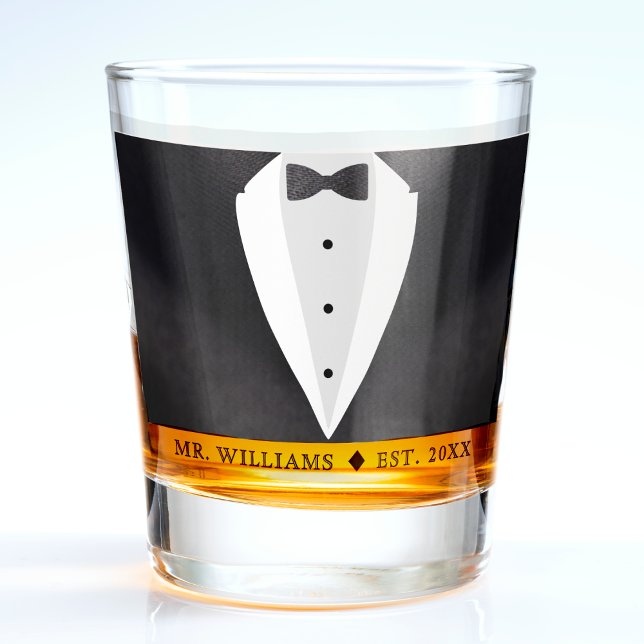 Black Suit & Bowtie Husband Groom Mr Shot Glass (Black Suit & Bowtie Husband Groom Mr Shot Glass
)