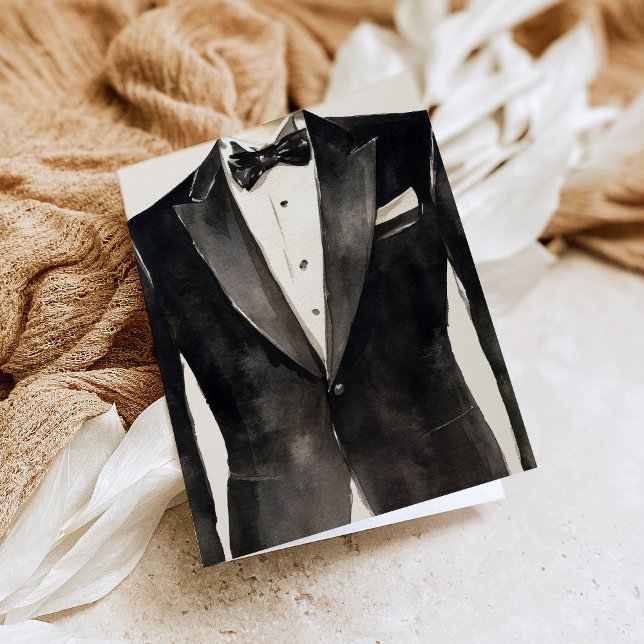Black Suit Groomsman Proposal Card (Creator Uploaded)