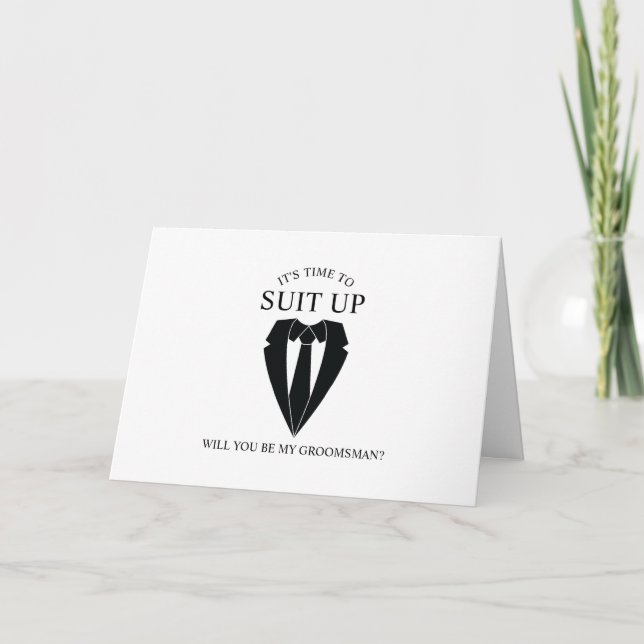 Black Suit Personalised Groomsman Proposal Invitation (Front)