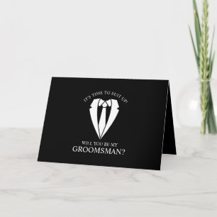 Black Suit Personalised Groomsman Proposal Invitation