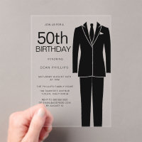Black Suit Sophisticated Mens 50th Birthday Party