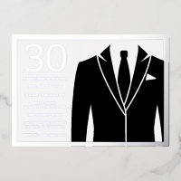 Black Suit & Tie 30th Birthday Party Silver