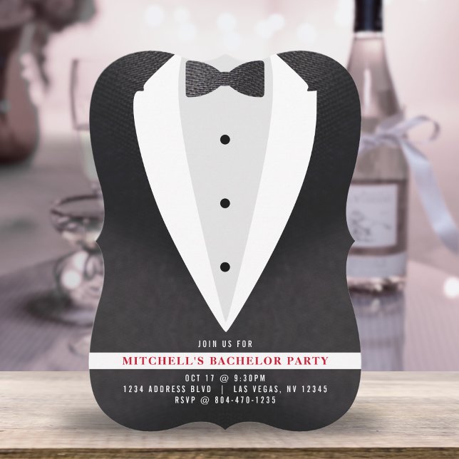 Black Suit & Tie Bachelor Party Invitation (Black Suit & Tie Bachelor Party Invitation
)