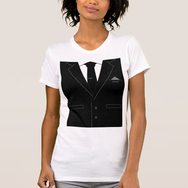 Black Suit With Black Neck Tie T-Shirt (Front)