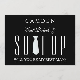 Black Suitup Will you be my Bestman Invitation