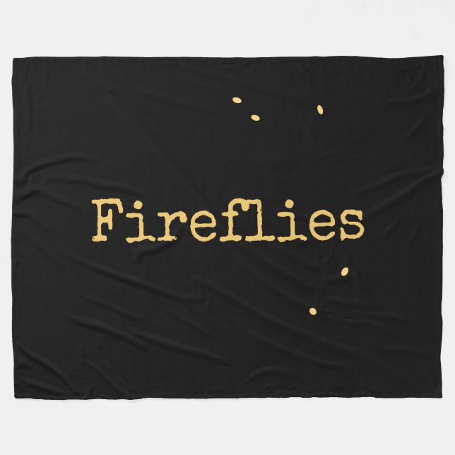 Black Summer Night Sky Cute Retro Fireflies Text Fleece Blanket (Front (Horizontal))