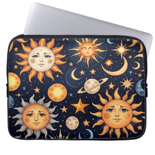 Black Sun and Moon Laptop Sleeve