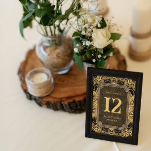 Black Sun Gold Black Table No. w/ Guest Names Number