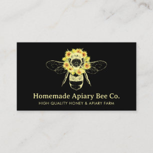 Black Sunflower Bee Apiarist Honey Farmer Business Card