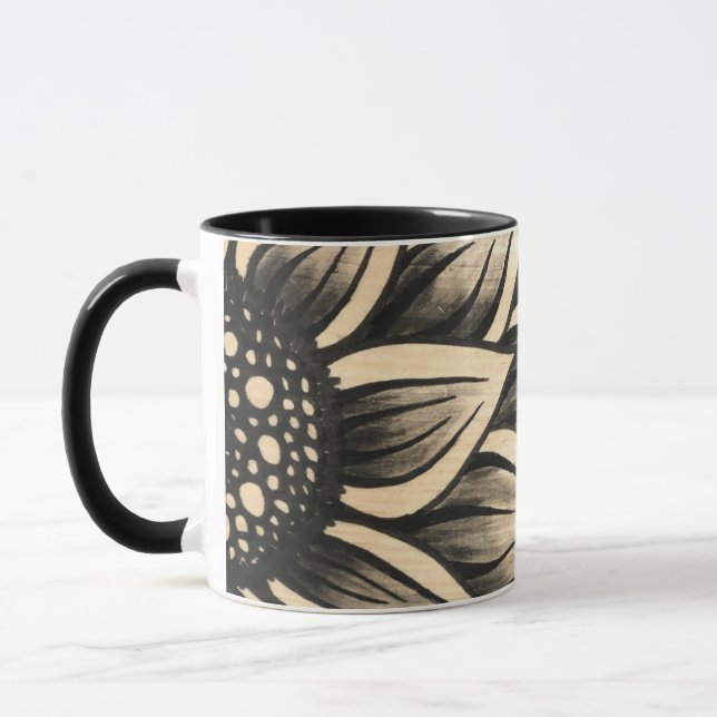 Black Sunflower Coffee Mug (Left)