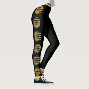 Black Sunflower Leggings with Yellow Trim