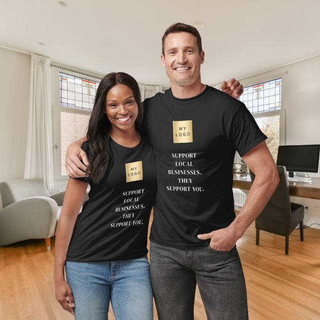 Black support local business logo slogan T-Shirt (Creator Uploaded)