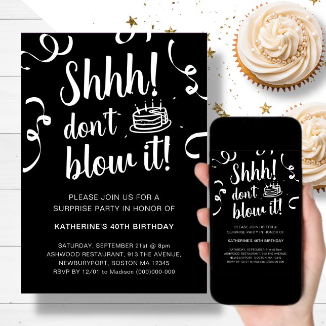 Black Surprise Birthday | Don't Blow It Invitation (Creator Uploaded)