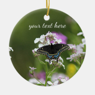 Black swallowtail butterfly ceramic tree decoration