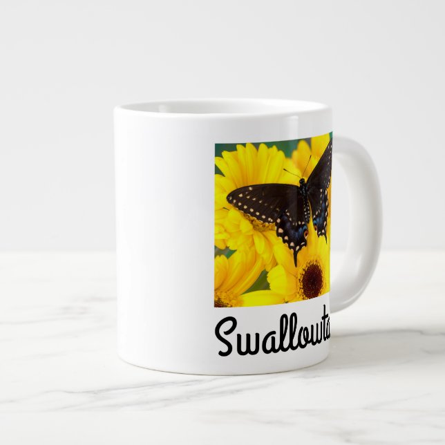 Black Swallowtail butterfly Large Coffee Mug (Front Right)