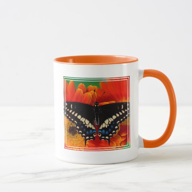 Black Swallowtail Butterfly on Gerberia Daisy Mug (Right)