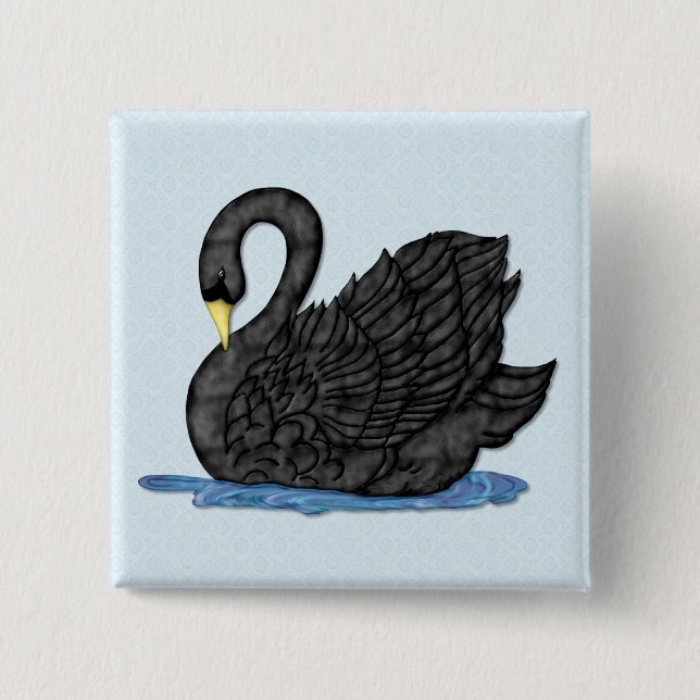 Black Swan 15 Cm Square Badge (Front)