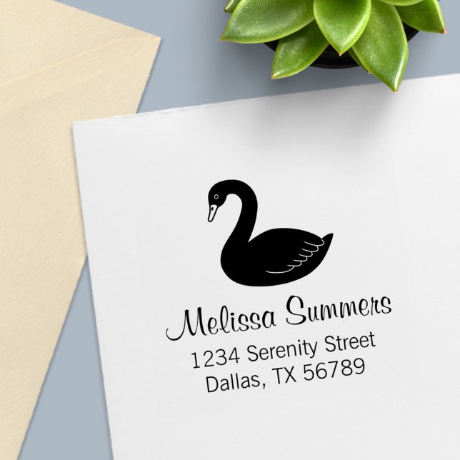 Black Swan Address Self-inking Stamp (Creator Uploaded)