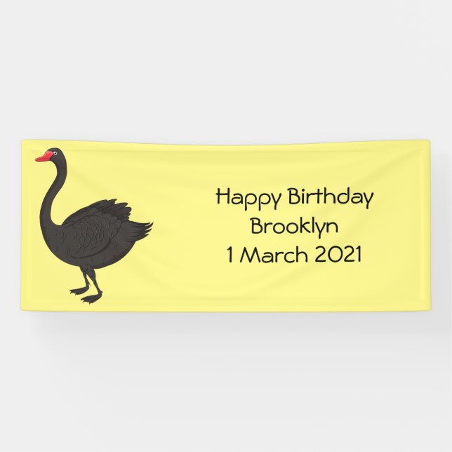 Black swan cartoon illustration  banner (Horizontal)