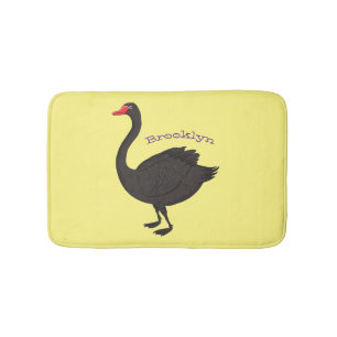 Black swan cartoon illustration  bath mat