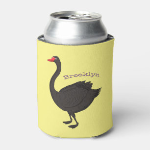 Black swan cartoon illustration  can cooler