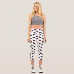 Black swan cartoon illustration  capri leggings