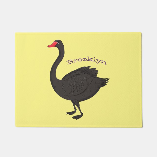 Black swan cartoon illustration  doormat (Front)
