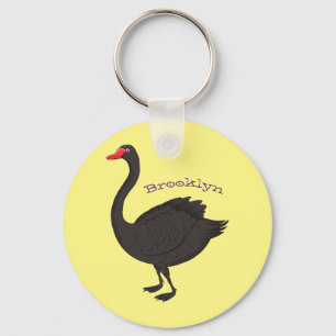 Black swan cartoon illustration  key ring