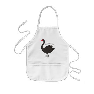 Black swan cartoon illustration kids apron