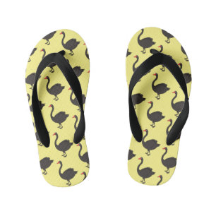 Black swan cartoon illustration  kid's jandals