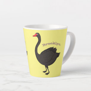 Black swan cartoon illustration latte mug
