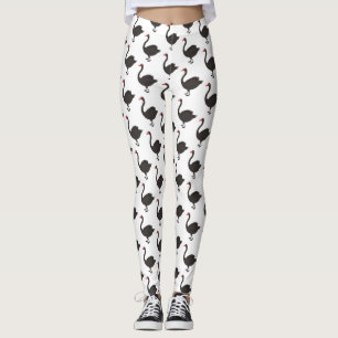 Black swan cartoon illustration leggings