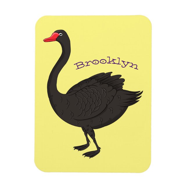 Black swan cartoon illustration magnet (Vertical)