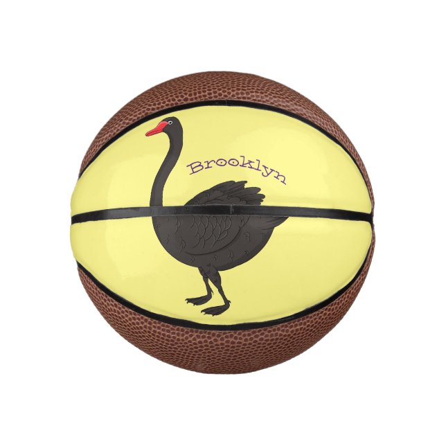 Black swan cartoon illustration  mini basketball (Front)