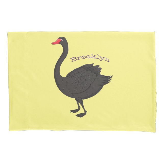 Black swan cartoon illustration  pillowcase (Front)