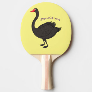 Black swan cartoon illustration  ping pong paddle