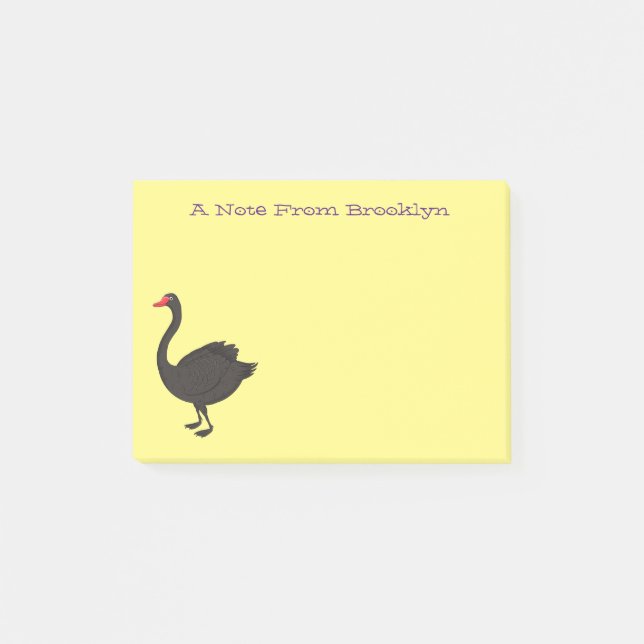 Black swan cartoon illustration post-it notes (Front)